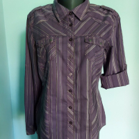 Уникална маркова риза ”Cecil”two-tone patchwork / цвят Аметист , снимка 1 - Ризи - 15473687