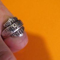 Рокерски Мъжки сребърен пръстен Harley-Davidson, харлей дейвидсън - солидна красота, снимка 3 - Пръстени - 37536615
