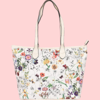 Голяма дамска чанта с красив флорален принт, снимка 4 - Чанти - 44658250