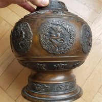 200 годишна - 18ти век колекционерска Китайска бронзова ваза, снимка 12 - Вази - 31457971