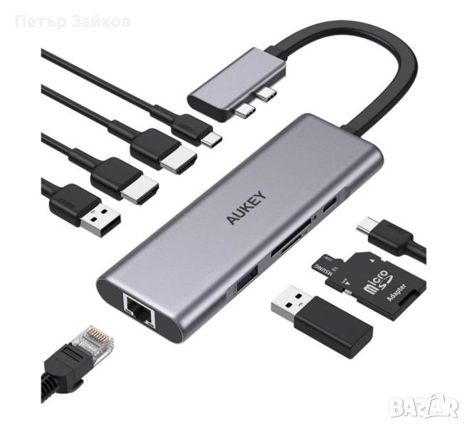 ХЪБ AUKEY CB-C81 2*USB 3.1, снимка 1