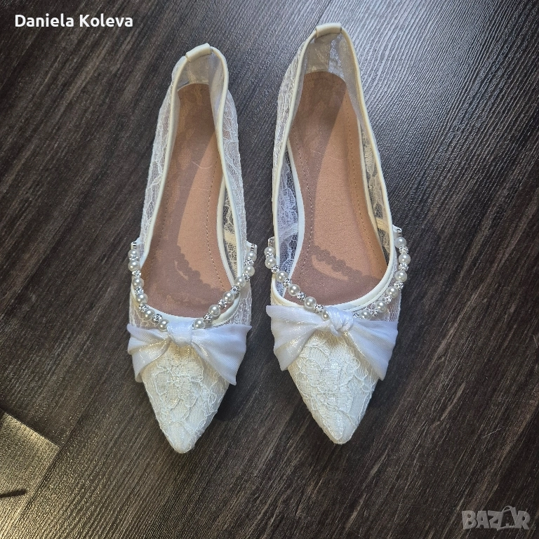 Сватбени обувки тип пантофи, снимка 1