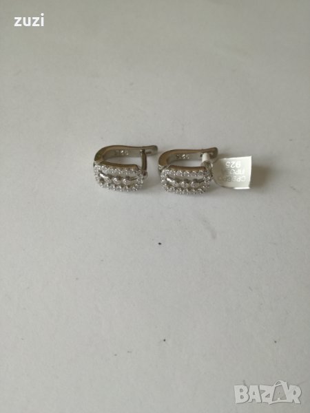 Сребърни обеци с цирконий - сребро проба 925, снимка 1