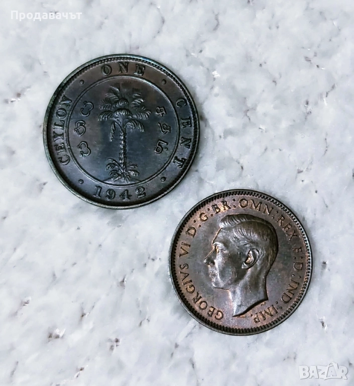 Монети на Джордж VI - Великобритания и Цейлон, снимка 1