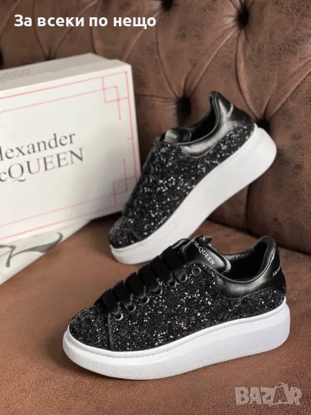 Alexander McQueen Дамски Черни Блестящи Маратонки👟Дамски Спортни Обувки В Черен Цвят Код E213, снимка 1