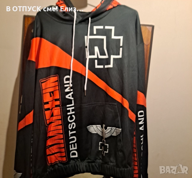 Унисекс Суичер с качулка Rammstein тотал принт, снимка 1