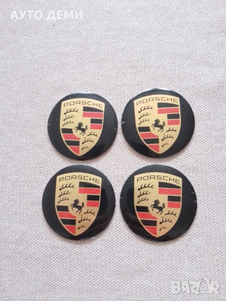 Цветни самозалепващи метални стикери за централна капачка на Порше Porsche , снимка 1