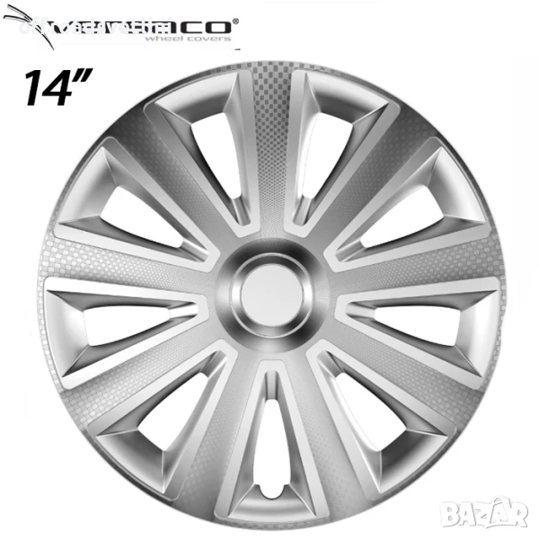 4 Броя Сиви Тасове за джанти 14'' Карбон Versaco Carbon Aviator 14 инч, снимка 1