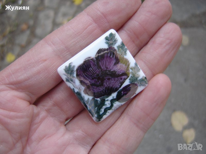 СТАРА БРОШКА ПОРЦЕЛАН, снимка 1