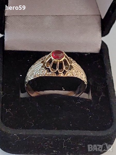 Стар Руски дамски златен пръстен с натурален рубин/злато 14 карата/, снимка 1