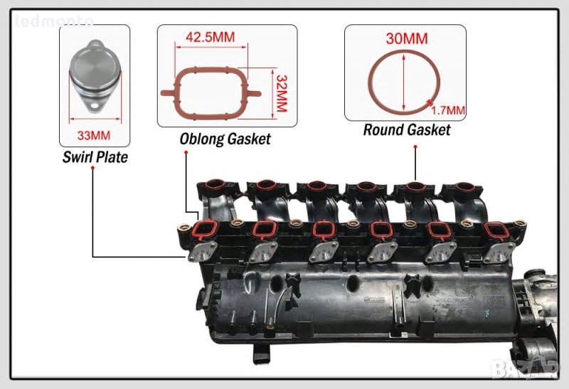 6бр х 22мм 32мм 33мм Тапи за вихрови клапи пеперудки BMW БМВ, снимка 1