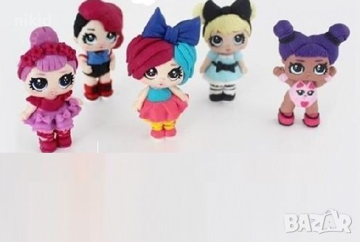 5 бр Кукли LOL L.O.L ЛОЛ Кукли LOL L.O.L ЛОЛ силиконов молд калъп гипс кубчета форми гипсови имена , снимка 1