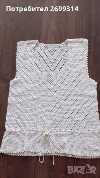Оригинален потник, изплетен на една кука, в кремав цвят, размер S, снимка 1