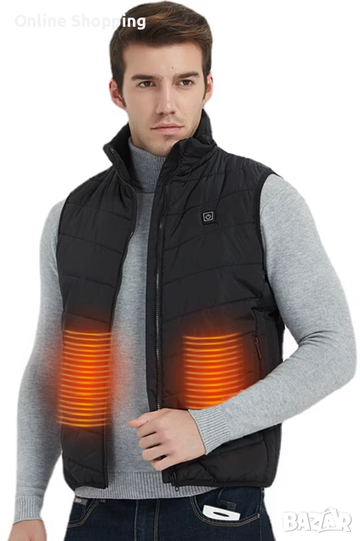 Самозатопляща USB жилетка с 15 зони на затопляне, загряващ елек, електрическа, снимка 1