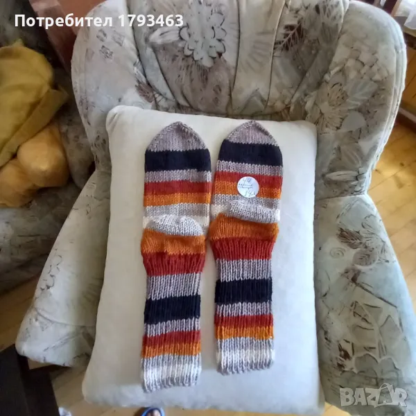 Ръчно плетени мъжки чорапи размер 44, снимка 1