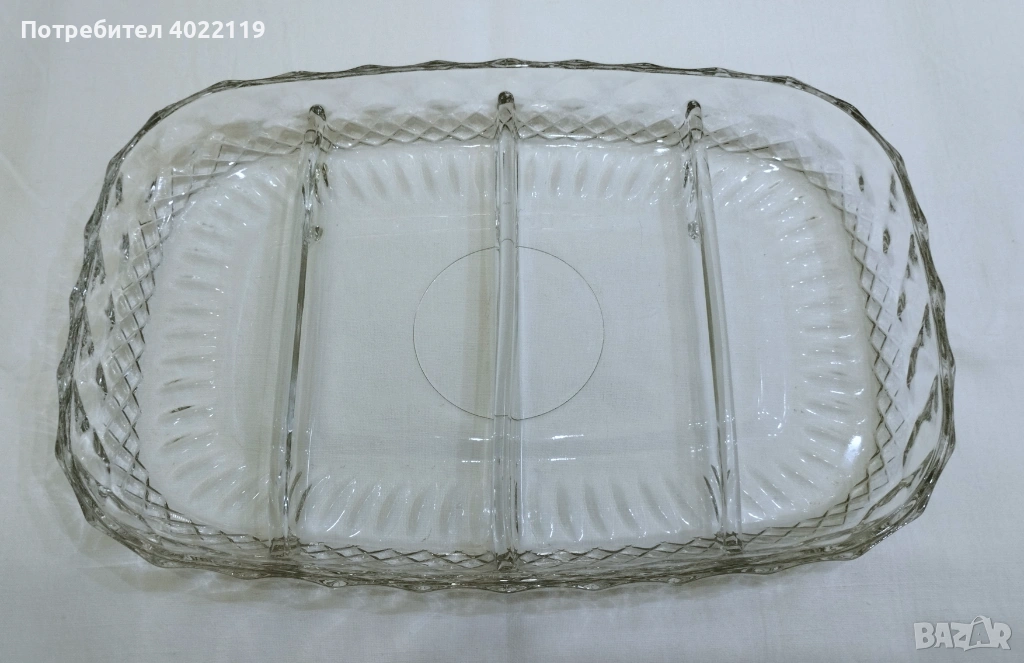 Ретро италианско кристално плато с 4 отделения, снимка 1