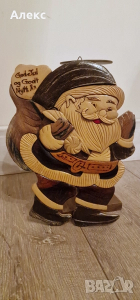 Винтидж Дървен Дядо Коледа– Норвегия. 31см/ 24см, снимка 1