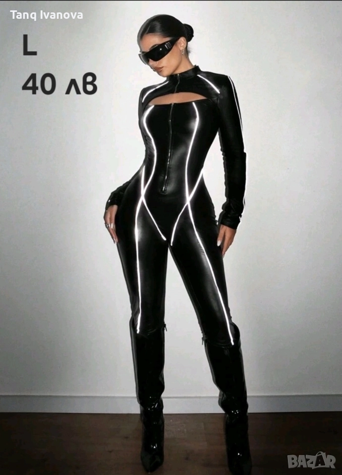 Дамски фешън кожен гащеризон, снимка 1