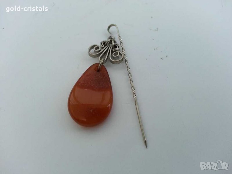 Брошка игла натурален кехлибар, снимка 1