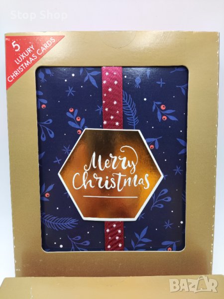 5 броя луксозни коледни картички с 5броя плика , снимка 1