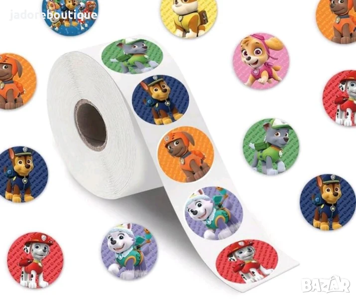 Кръгли стикери " Paw patrol" - 100 бр, снимка 1