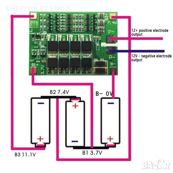 3s 60А 12.6v bms board 18650 liion защитна платка баланс платка за lion батерии батерия винтоверт , снимка 1