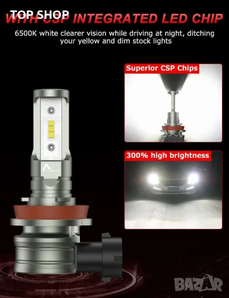 Нови LED крушки за фарове ярки резервни светлини за дълги/къси Мъгла, снимка 1