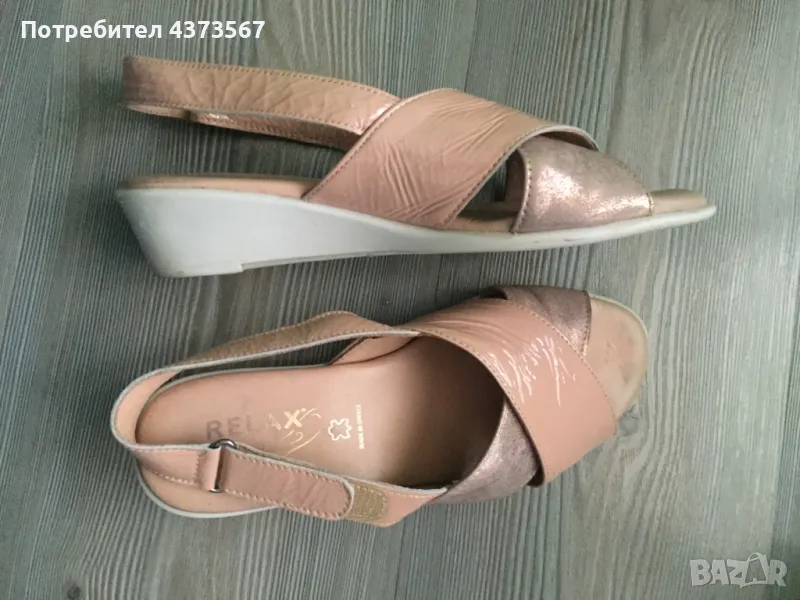 Дамски анатомични сандали от естествена кожа, номер 38,цвят бледо розов, равна подметка – 4см, снимка 1