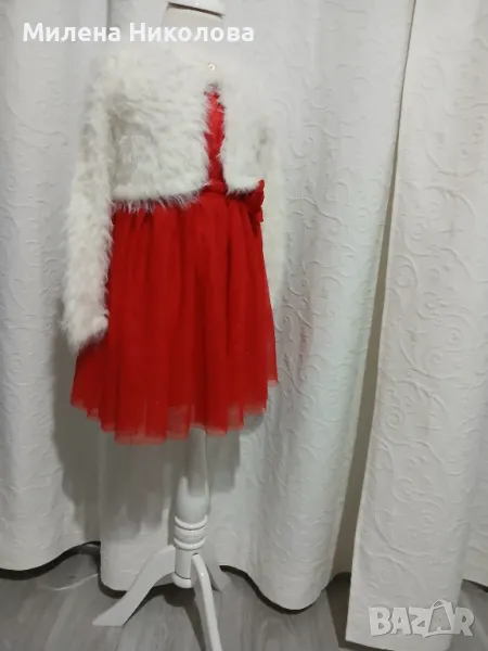 Рокля с тюл и пухена жилетка, снимка 1