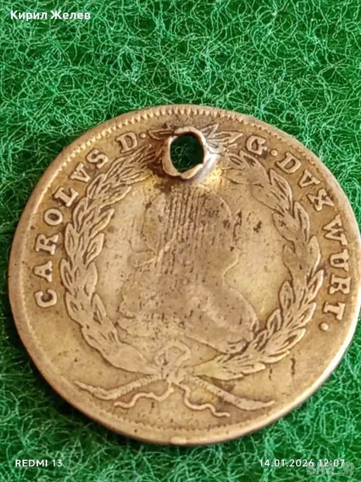 Сребърна монета 20 кройцера 1764г. Карл Вюртемберг за КОЛЕКЦИЯ 52629, снимка 1