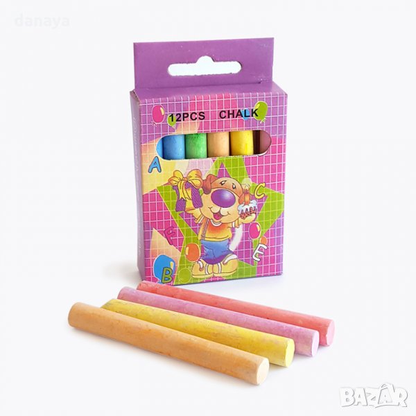 1562 Цветни тебешири за рисуване и писане 12 броя в кутия, снимка 1