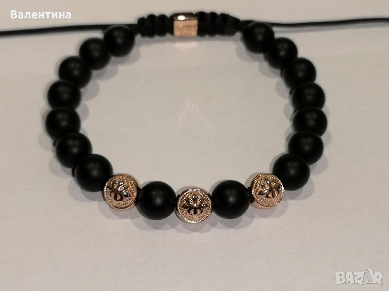 Мъжка, дамска гривна от 925 сребърени елементи с розово злато, снимка 1