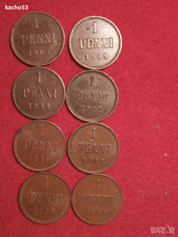 1 пени 1907-1916 г. Русия за Финландия., снимка 1