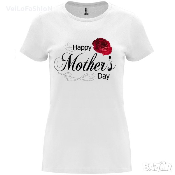 Нова дамска тениска Happy Mother's Day в бял цвят, снимка 1