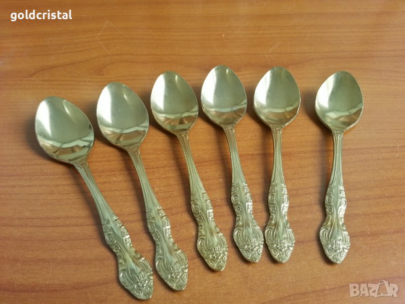 Руски позлатени прибори лъжички за чай кафе, снимка 1