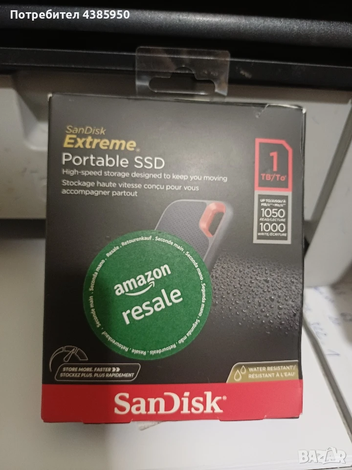 SanDisk Extreme Portable SSD (V2, модел E61) с капацитет 1 TB , снимка 1