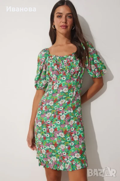 Къса лятна флорална рокличка/рокля, снимка 1