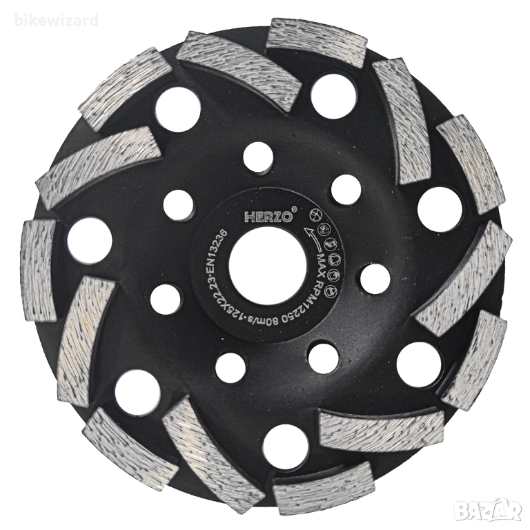HERZO 125 мм x 22,23 мм, шлифовъчен диск за бетон НОВ, снимка 1
