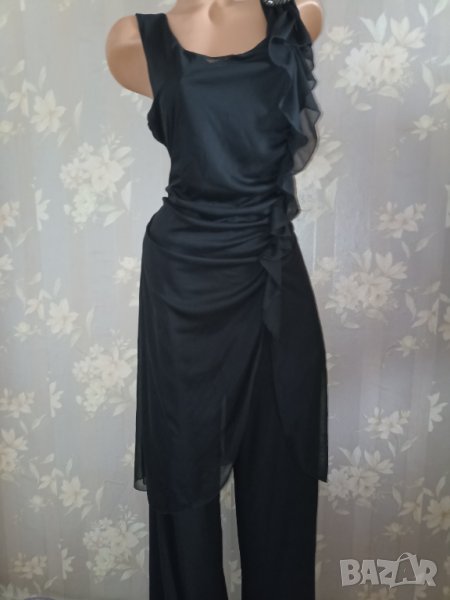 Jessica XL-Дълъг гащеризон с широк крачол в едно с туника от тюл, снимка 1