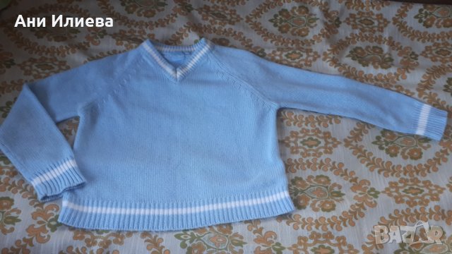 Млечно син кроп пуловер, снимка 2 - Блузи с дълъг ръкав и пуловери - 31975478