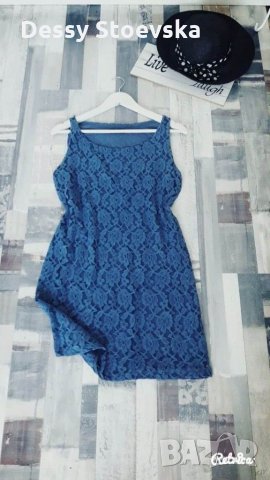 Синя/сива дантелена рокля 