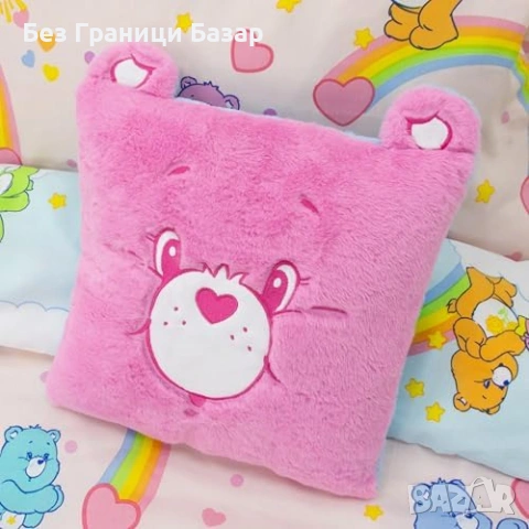 Нова Декоративна възглавница Care Bears 35 см двустранен дизайн Мека квадратна за детска стая, снимка 8 - Възглавници - 54106510