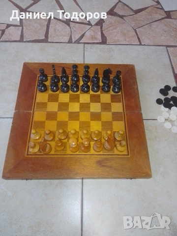 Стар Дървен Шах - Табла.Размери - 36х 36см., снимка 5 - Шах и табла - 54112491