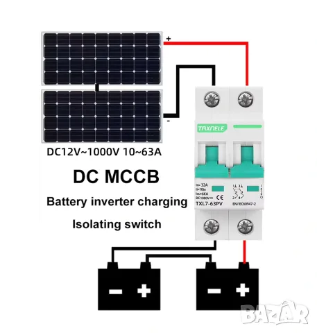 Taxnele TXL7-63PV DC MCB 1000V DC 6kA – 10A до 63A, снимка 12 - Друга електроника - 55994812