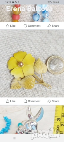 🩵💛🌻🩵   Стар гердан колие брошка фигура Мурано, снимка 4 - Колиета, медальони, синджири - 53939769