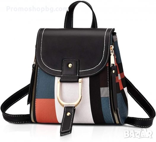 Дамска раница Оxford- Черна Кафява, снимка 2 - Раници - 34447963