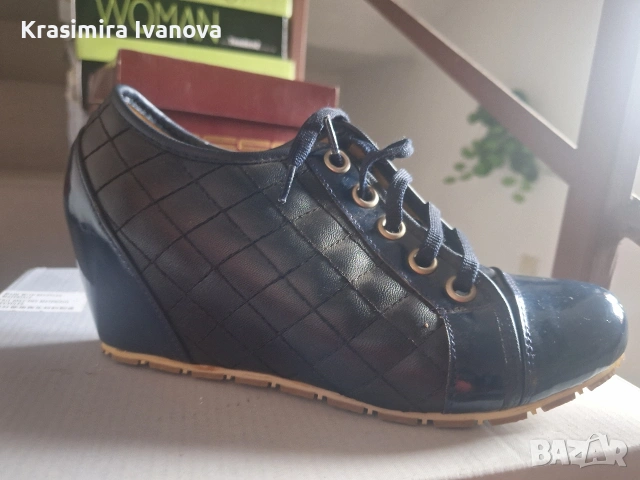 обувки син лак и еко кожа , снимка 3 - Дамски ежедневни обувки - 54160246
