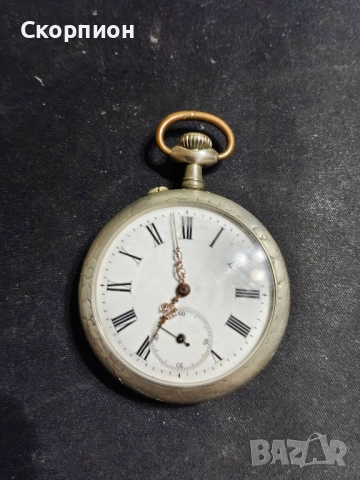 Швейцарски джобен часовник с посребрени капаци 1925г. - 10 РУБИНА, снимка 10 - Джобни - 49866321