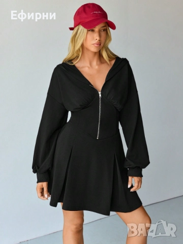 Черна рокля, Рокля с качулка, Готик рокля, снимка 2 - Рокли - 51536080