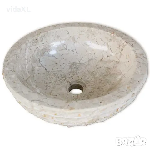 vidaXL Мивка, мрамор, 40 см, кремава